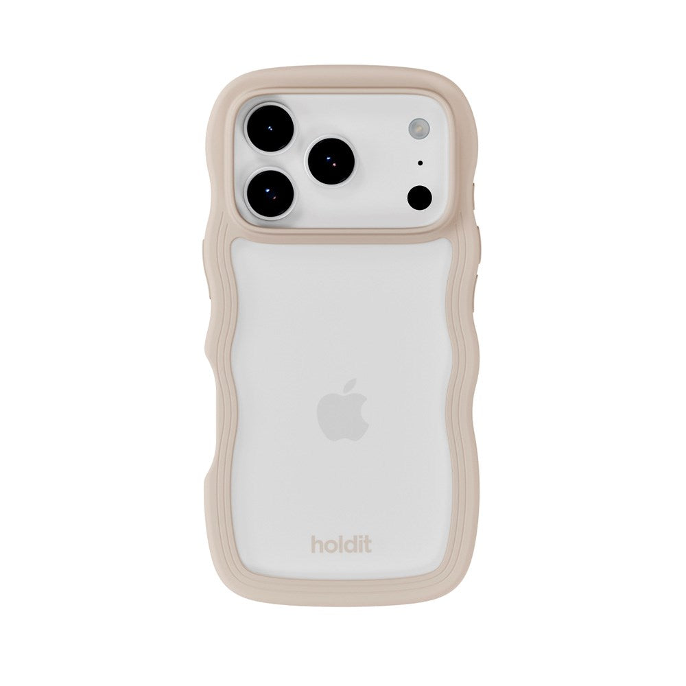 Holdit iPhone 17 Pro Max Wavy Deksel - Light Beige / Transparent