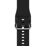 Apple Watch (42/44/SE/45/46/49mm) Holdit Silikon Klokkerem med Metallspenne - Black