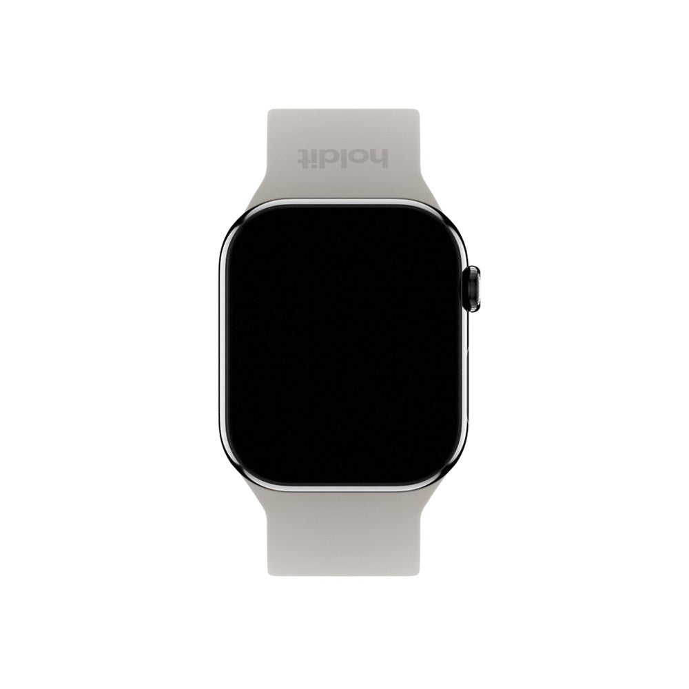 Apple Watch (42/44/SE/45/46/49mm) Holdit Silikon Klokkerem med Metallspenne - Taupe