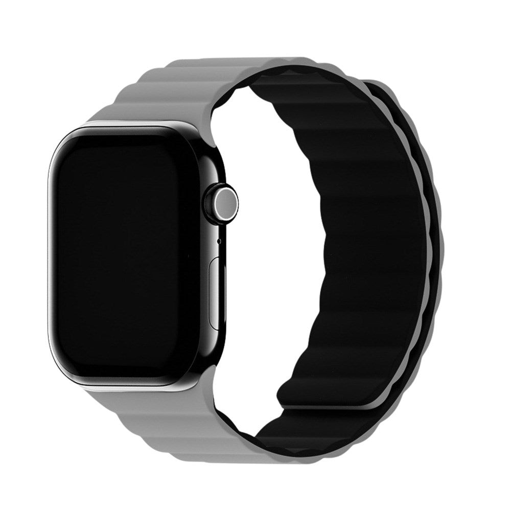 Apple Watch (38/40/SE/41/42mm) Holdit Silicone Magnet Klokkerem - Svart / Grå