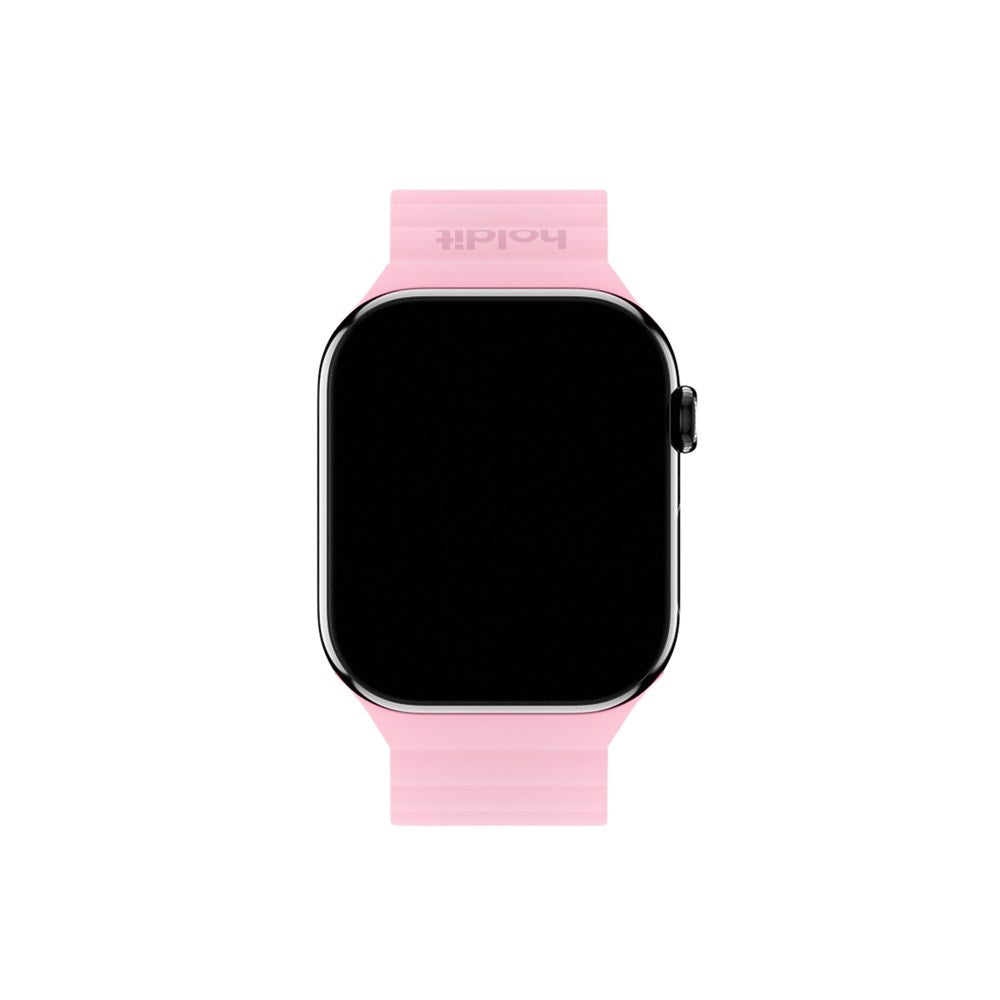 Apple Watch (38/40/SE/41/42mm) Holdit Silicone Magnet Klokkerem - Rosa / Beige