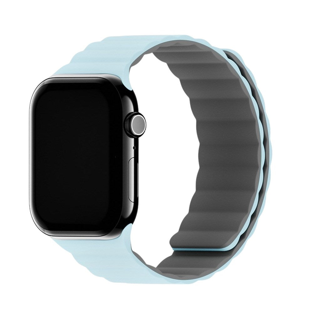 Apple Watch (42/44/SE/45/46/49mm) Holdit Silicone Magnet Klokkerem - Grå / Blå