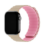 Apple Watch (42/44/SE/45/46/49mm) Holdit Silicone Magnet Klokkerem - Rosa / Beige
