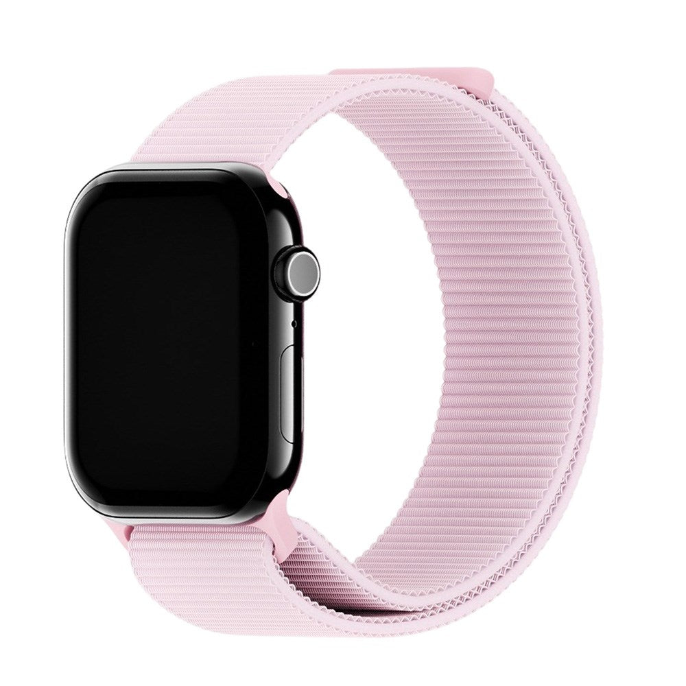 Apple Watch (42/44/SE/45/46/49mm) Holdit Nylon Klokkerem med Borrelås - Rosa