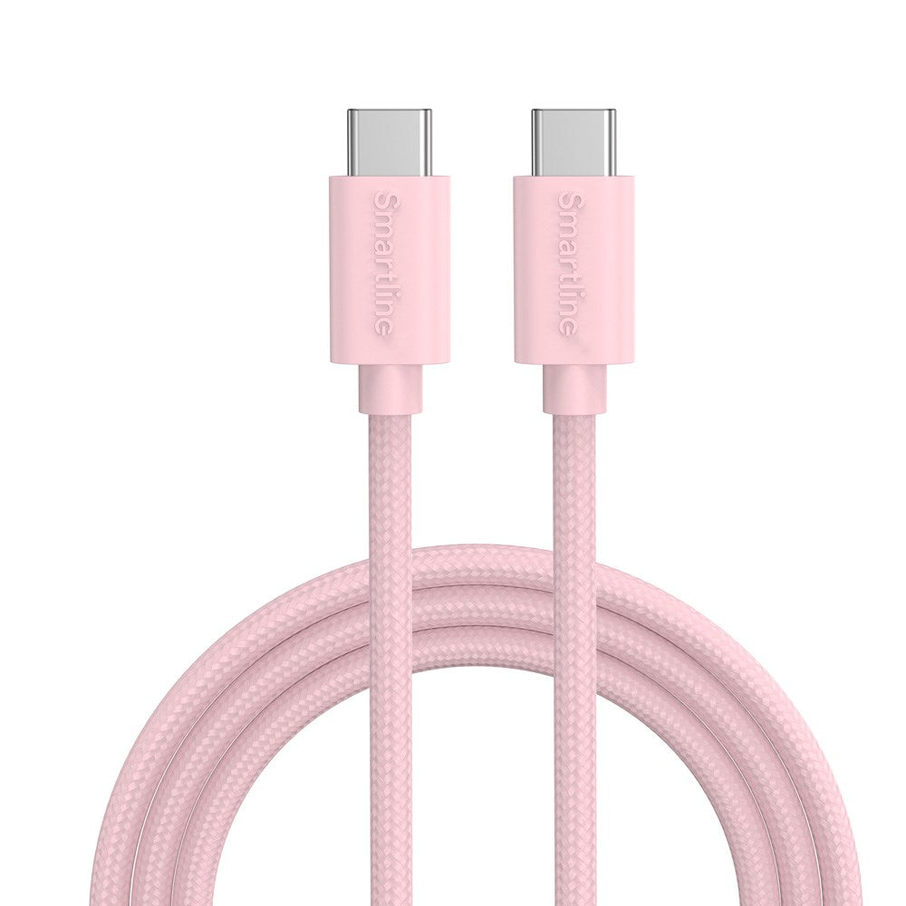 Smartline (60W) USB-C til USB-C Braidy Kabel 2m - Rosa