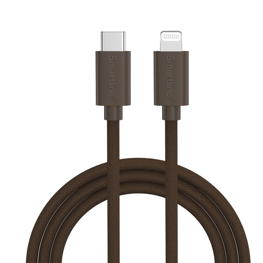 Smartline (3A/27W) USB-C til Lightning Braidy Kabel 2m - Mørkebrun