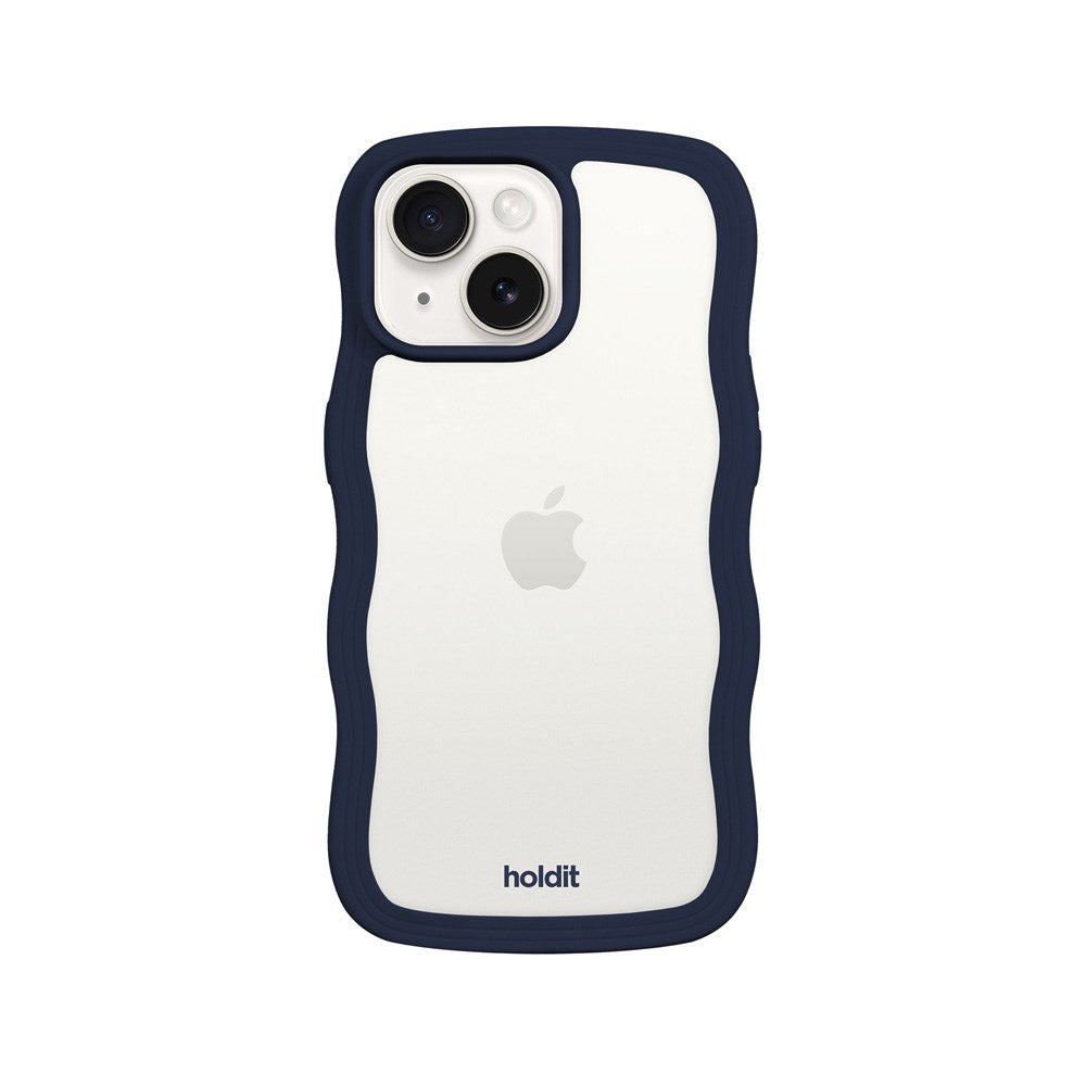 Holdit iPhone 17e / 16e / 15 / 14 / 13 Wavy Deksel - Midnight Blue / Transparent
