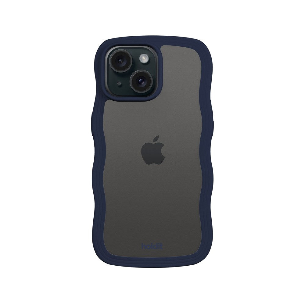 Holdit iPhone 16e / 15 / 14 / 13 Wavy Deksel - Midnight Blue / Transparent