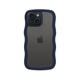 Holdit iPhone 16e / 15 / 14 / 13 Wavy Deksel - Midnight Blue / Transparent