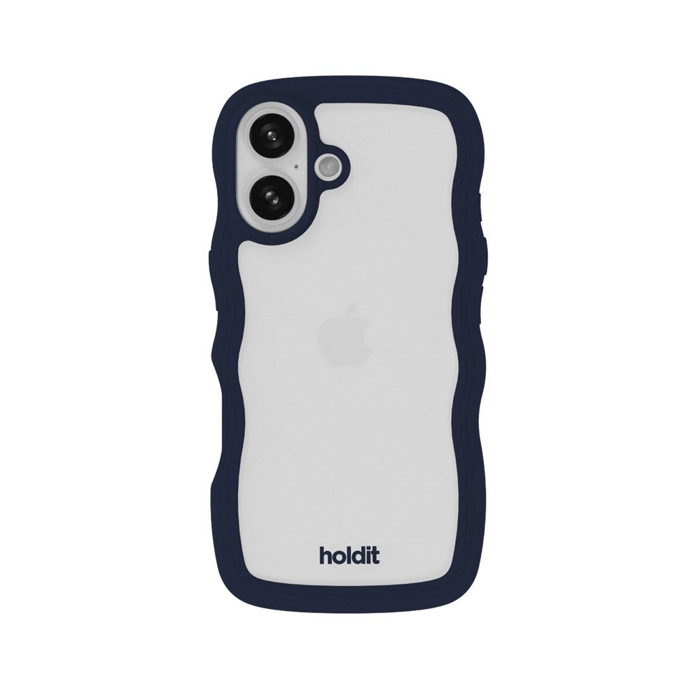 Holdit iPhone 16 Wavy Deksel - Midnight Blue / Transparent