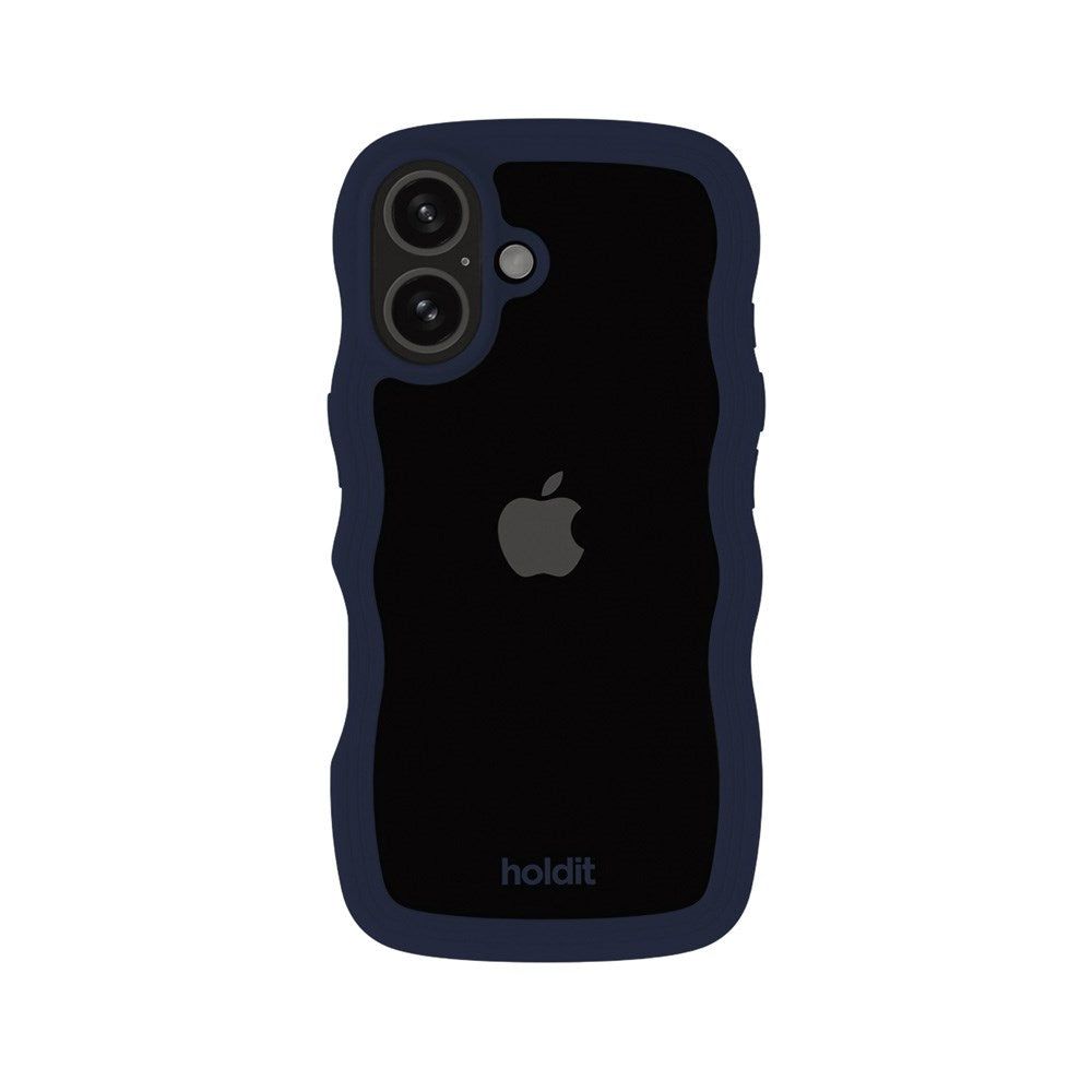 Holdit iPhone 16 Wavy Deksel - Midnight Blue / Transparent
