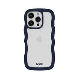 Holdit iPhone 16 Pro Wavy Deksel - Midnight Blue / Transparent
