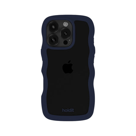 Holdit iPhone 16 Pro Wavy Deksel - Midnight Blue / Transparent