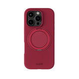 iPhone 16 Pro Holdit Silikone Stand Deksel - Red Velvet