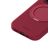 iPhone 16 Pro Holdit Silikone Stand Deksel - Red Velvet