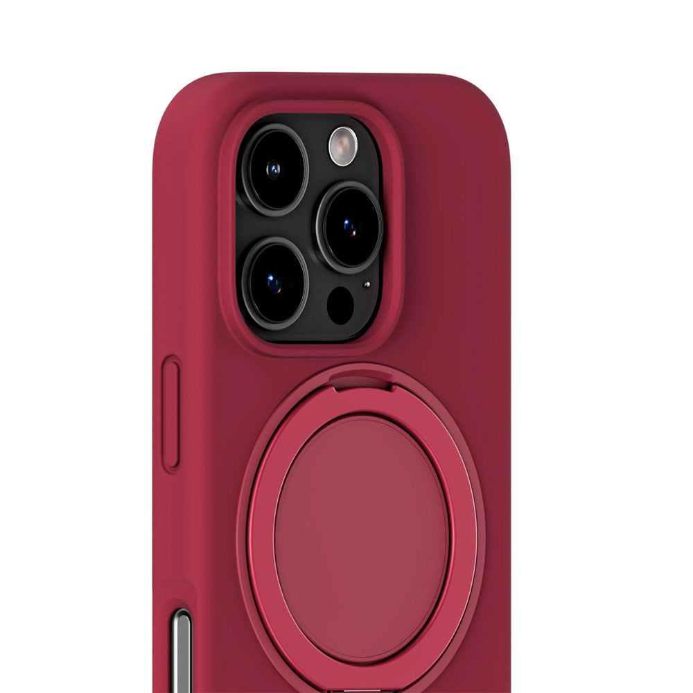iPhone 16 Pro Holdit Silikone Stand Deksel - Red Velvet