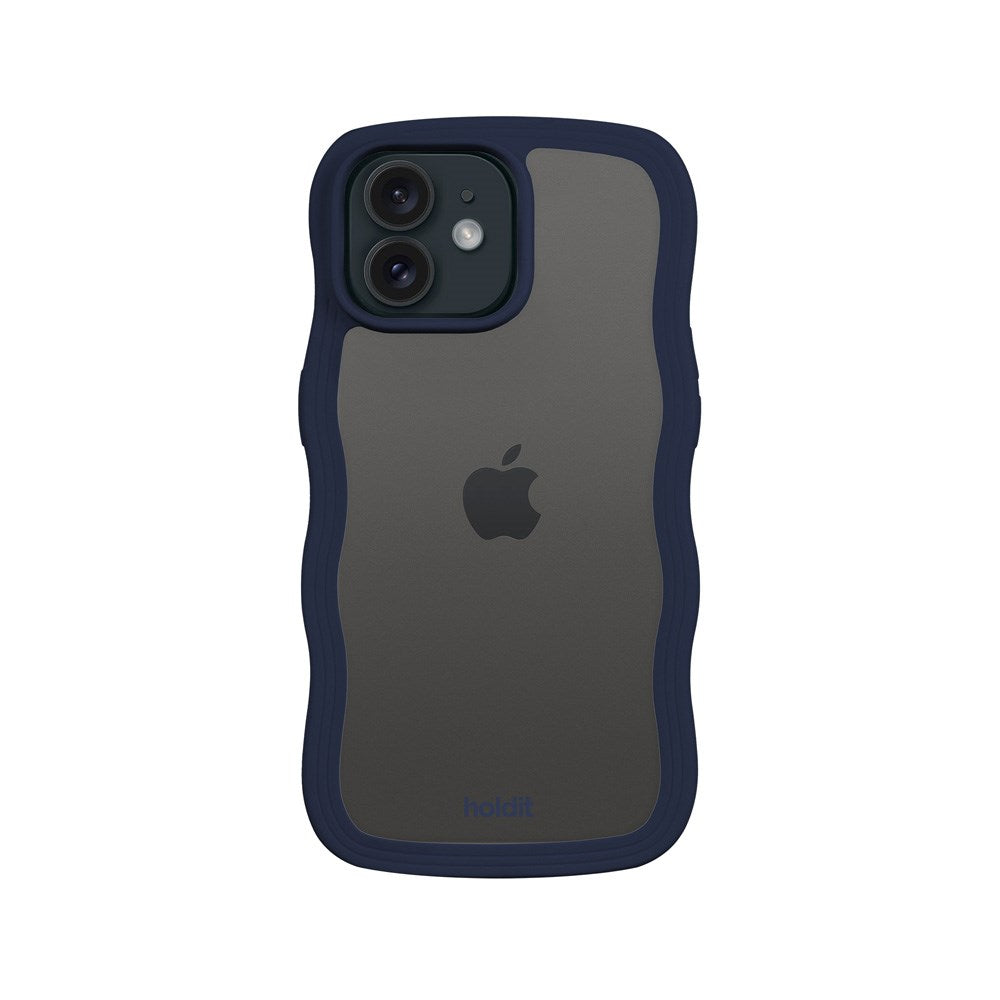 Holdit iPhone 12 / 12 Pro Wavy Deksel - Midnight Blue / Transparent