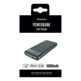 Smartline 10.000mAh Powerbank med PD / QC3.0 & LED-Display - Svart