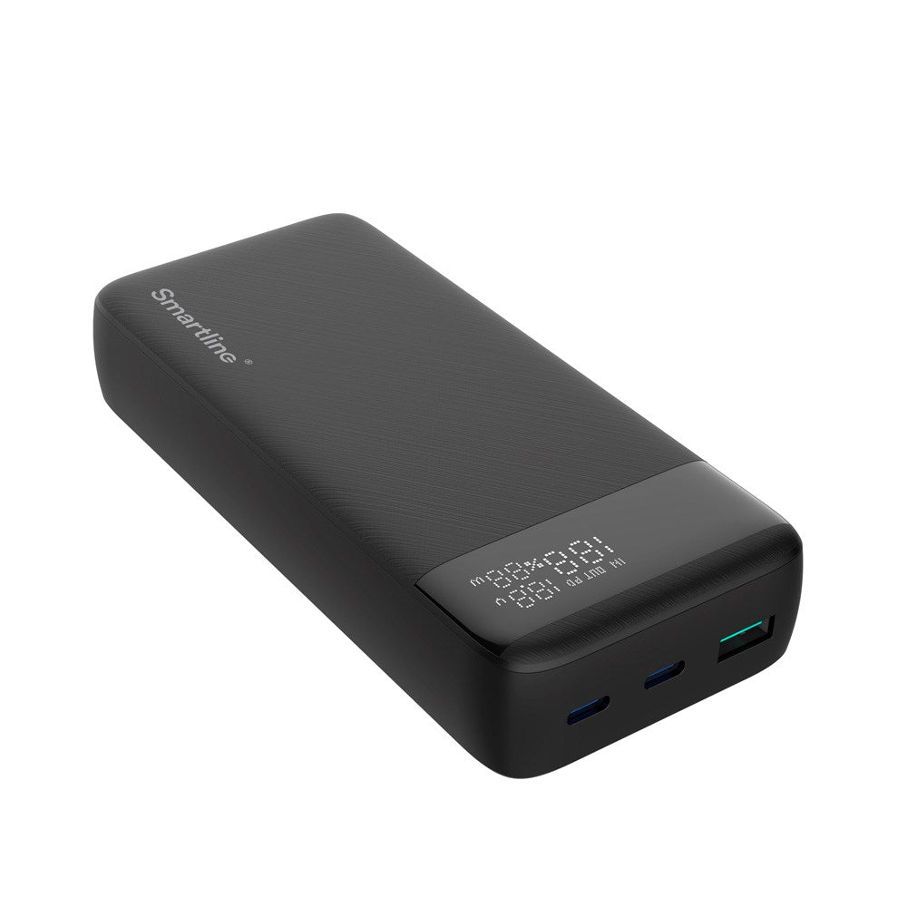 Smartline 20.000mAh Powerbank med PD / QC3.0 & LED-Display - Svart