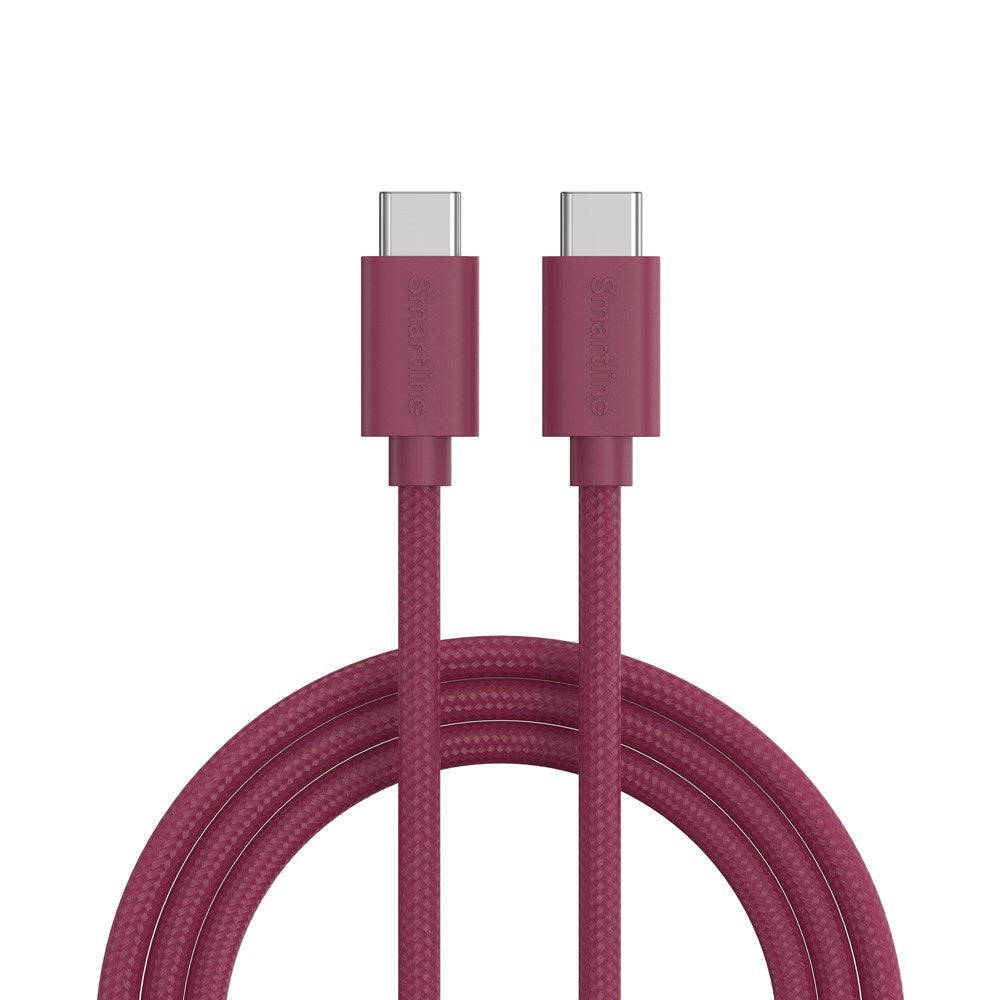 Smartline (60W) USB-C til USB-C Braidy Kabel 2m - Mørk Rød