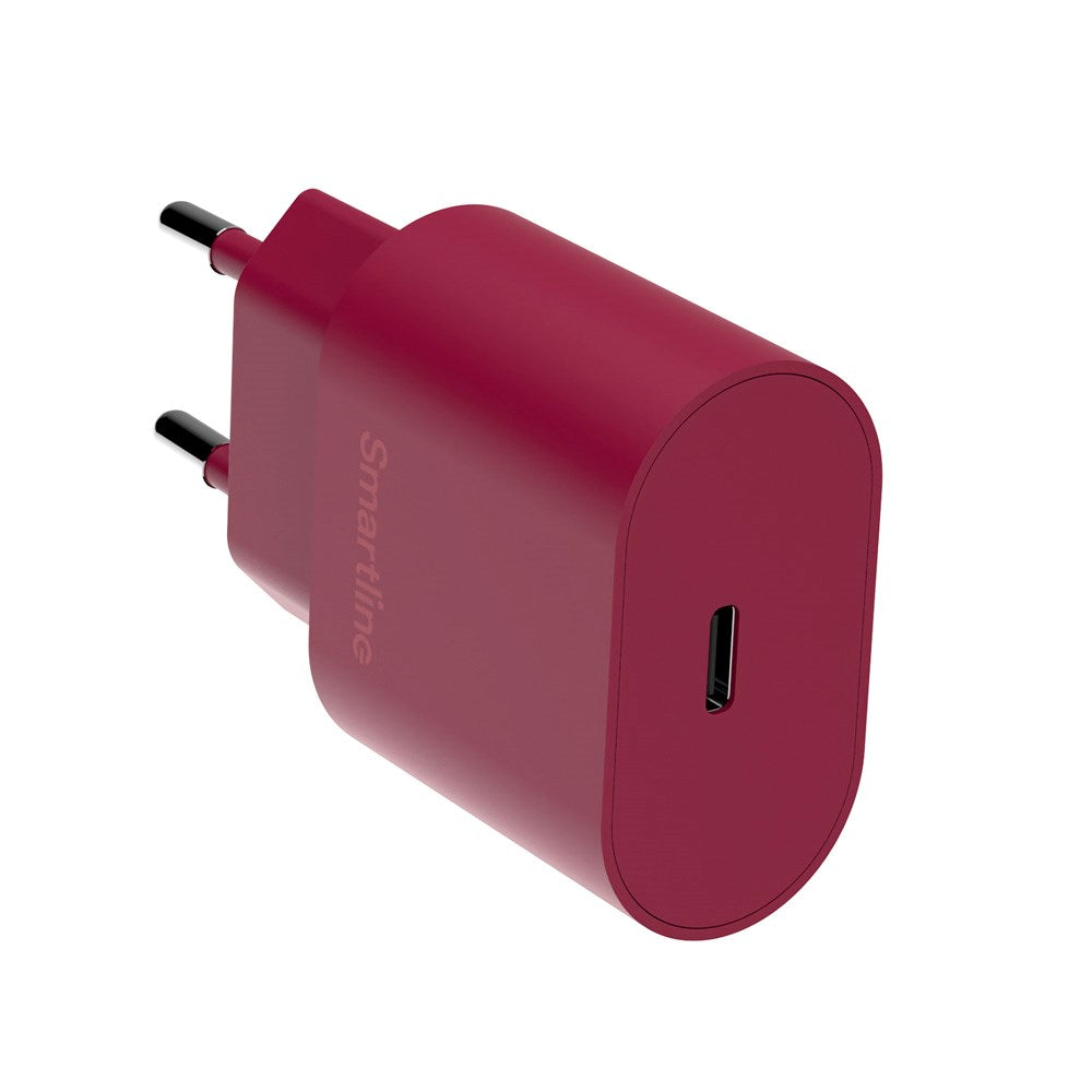 Smartline 20W Vegglader m. 1 x USB-C – Mørkerød