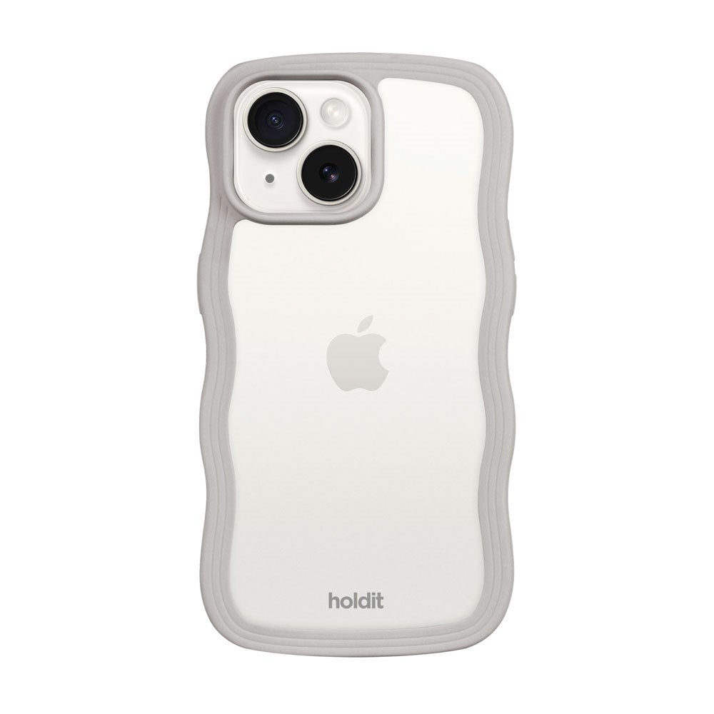 iPhone 17e / 16e / 15 / 14 / 13 Holdit Wavy Deksel - Wool Grey / Transparent