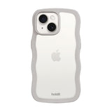 iPhone 17e / 16e / 15 / 14 / 13 Holdit Wavy Deksel - Wool Grey / Transparent