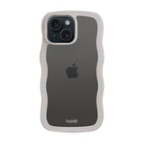 iPhone 17e / 16e / 15 / 14 / 13 Holdit Wavy Deksel - Wool Grey / Transparent