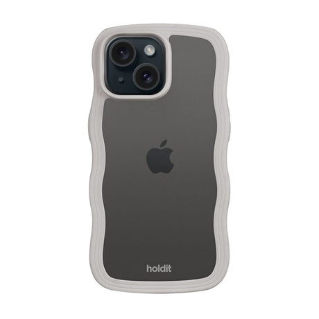 iPhone 17e / 16e / 15 / 14 / 13 Holdit Wavy Deksel - Wool Grey / Transparent