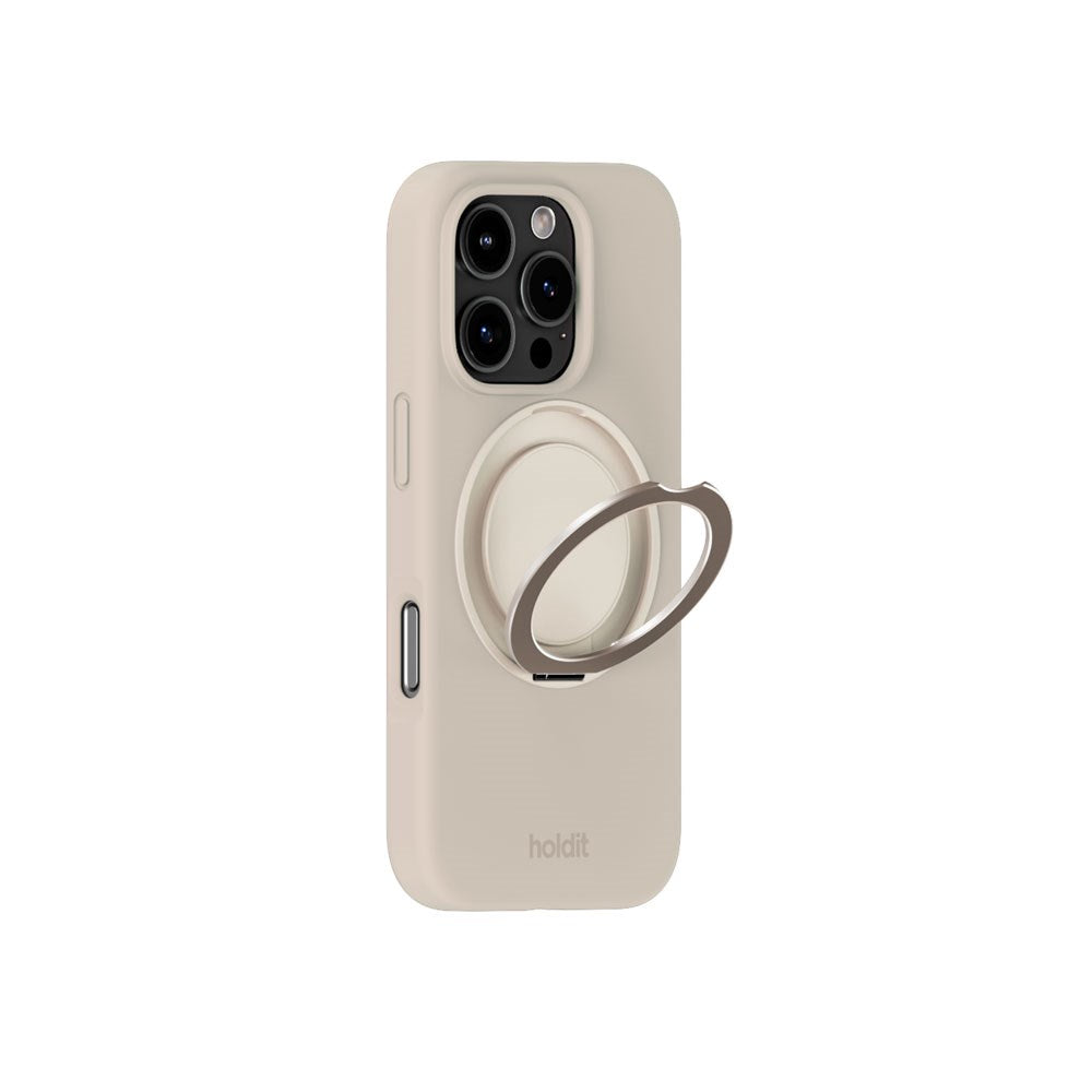 iPhone 16 Pro Holdit Silikone Stand Deksel - Light Beige