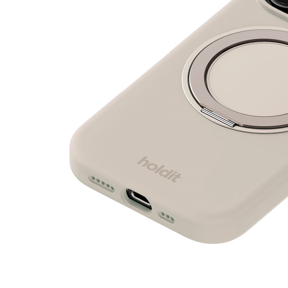 iPhone 16 Pro Holdit Silikone Stand Deksel - Light Beige