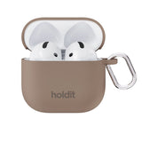 Apple AirPods (4. Gen.) Holdit Silicone Case m. Karabinkrok - Mocha Brown