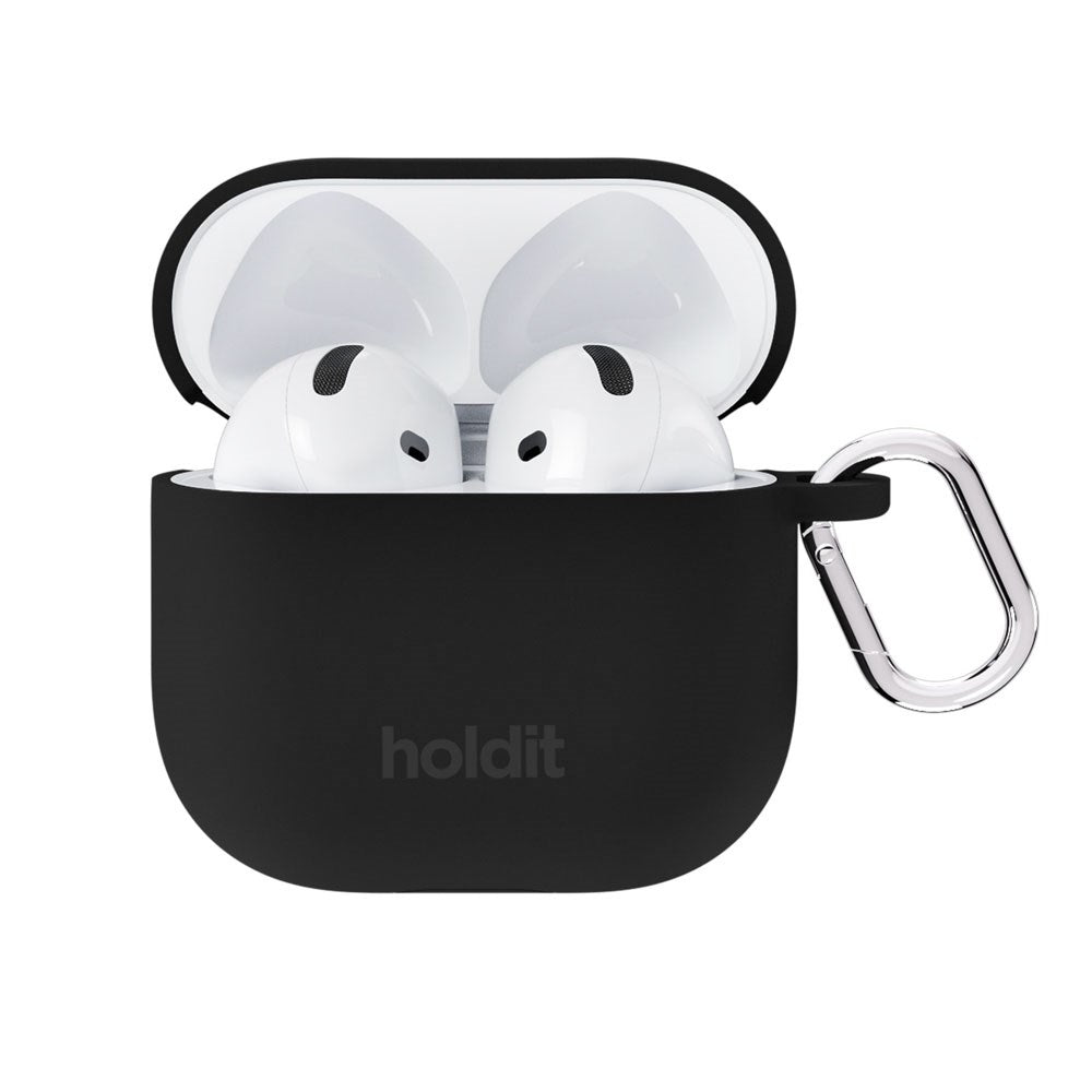 Apple AirPods (4. Gen.) Holdit Silicone Case m. Karabinkrok - Black
