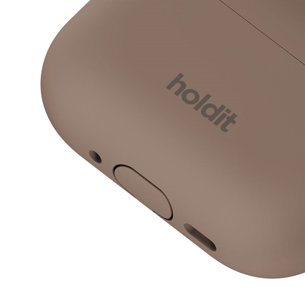 Apple AirPods Pro (3. Gen.) Holdit Silicone Case m. Karabinkrok - Mocha Brown