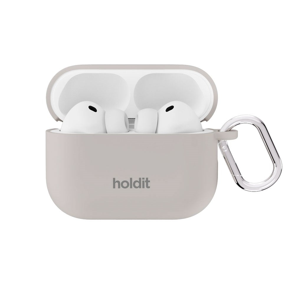 Apple AirPods Pro (3. Gen.) Holdit Silicone Case m. Karabinkrok - Wool Gray