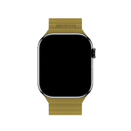 Apple Watch (42/44/SE/45/46/49mm) Holdit Silicone Magnet Rem - Warm Olive / Black