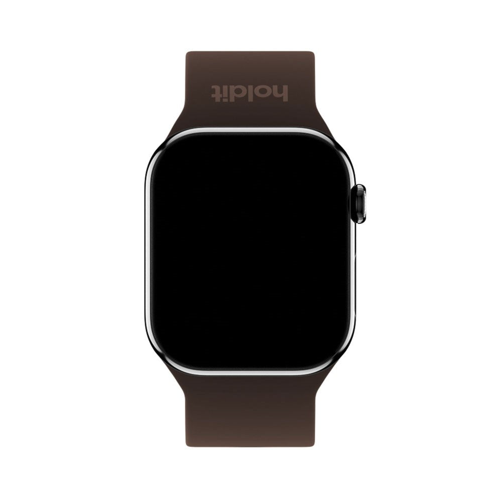Apple Watch (42/44/SE/45/46/49mm) Holdit Silikon Rem m. Metallspenne - Chocolate