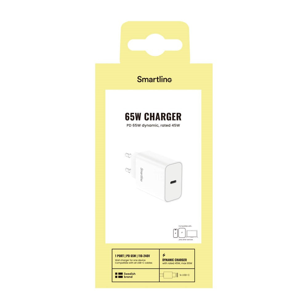 Smartline 65W Vegglader m. 1x USB-C - Hvit