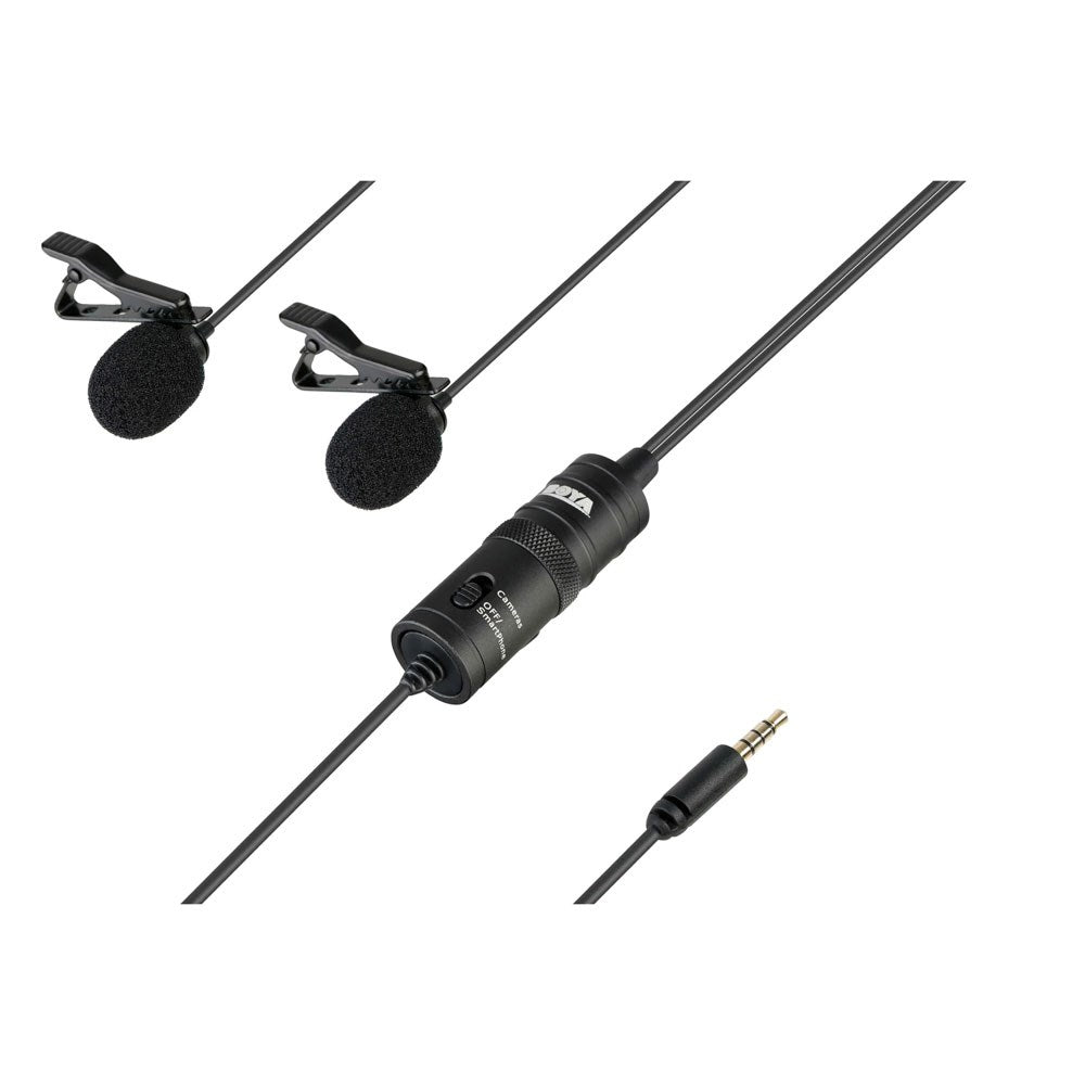 BOYA BY-M1DM Dobbel Mikrofon m. 3.5mm Minijack - 4m - Svart
