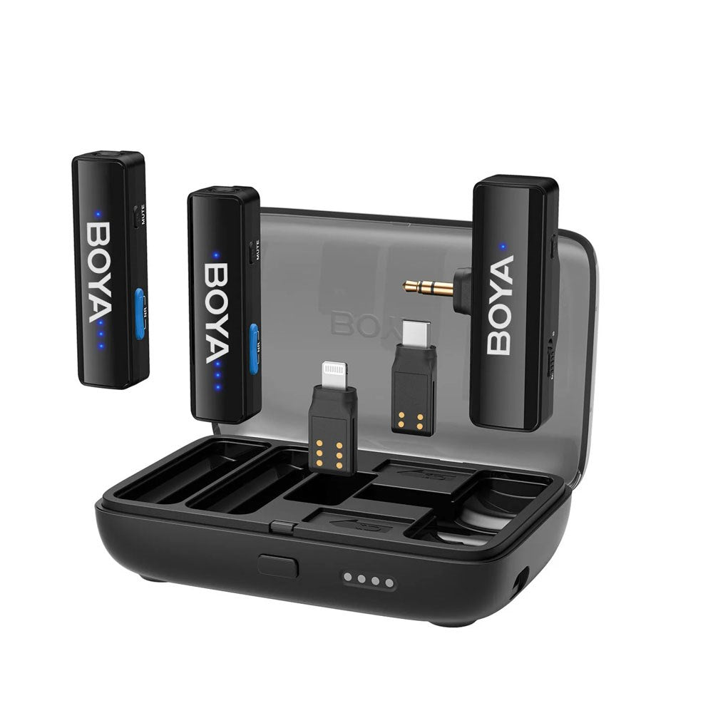 BOYA BOYALINK Trådløst Mikrofon Sett m. Lightning / USB-C / 3.5mm Minijack - Svart