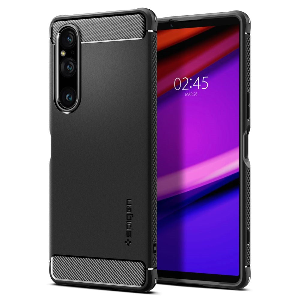 Sony Xperia 1 V Spigen Rugged Armor Bakside Deksel - Mat Svart