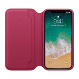 Original Apple iPhone X Leather Folio Flip Deksel Berry (MQRX2ZM/A)