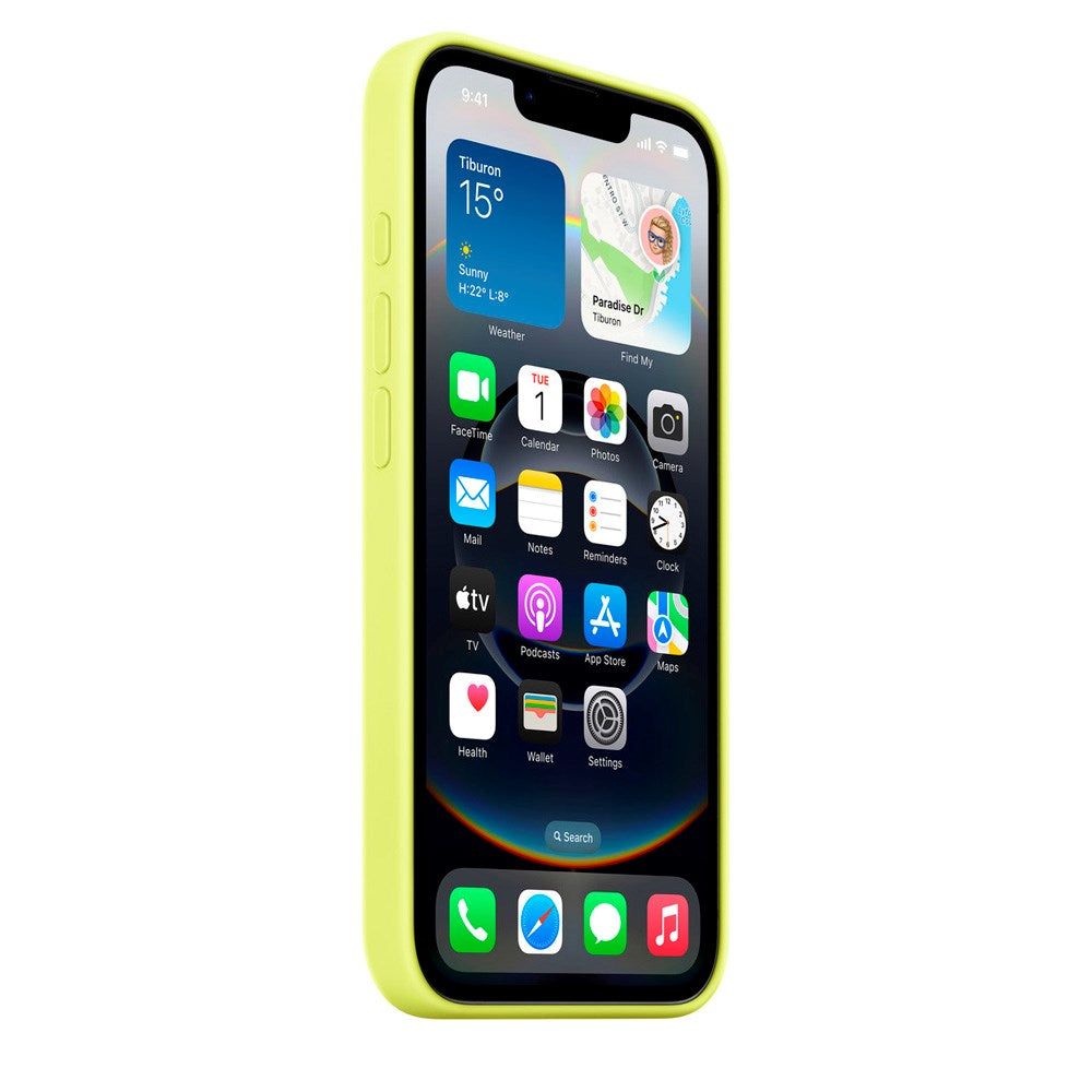 Original Apple iPhone 17e / 16e Silikon Deksel - Neon Yellow (MGYW4ZM/A)