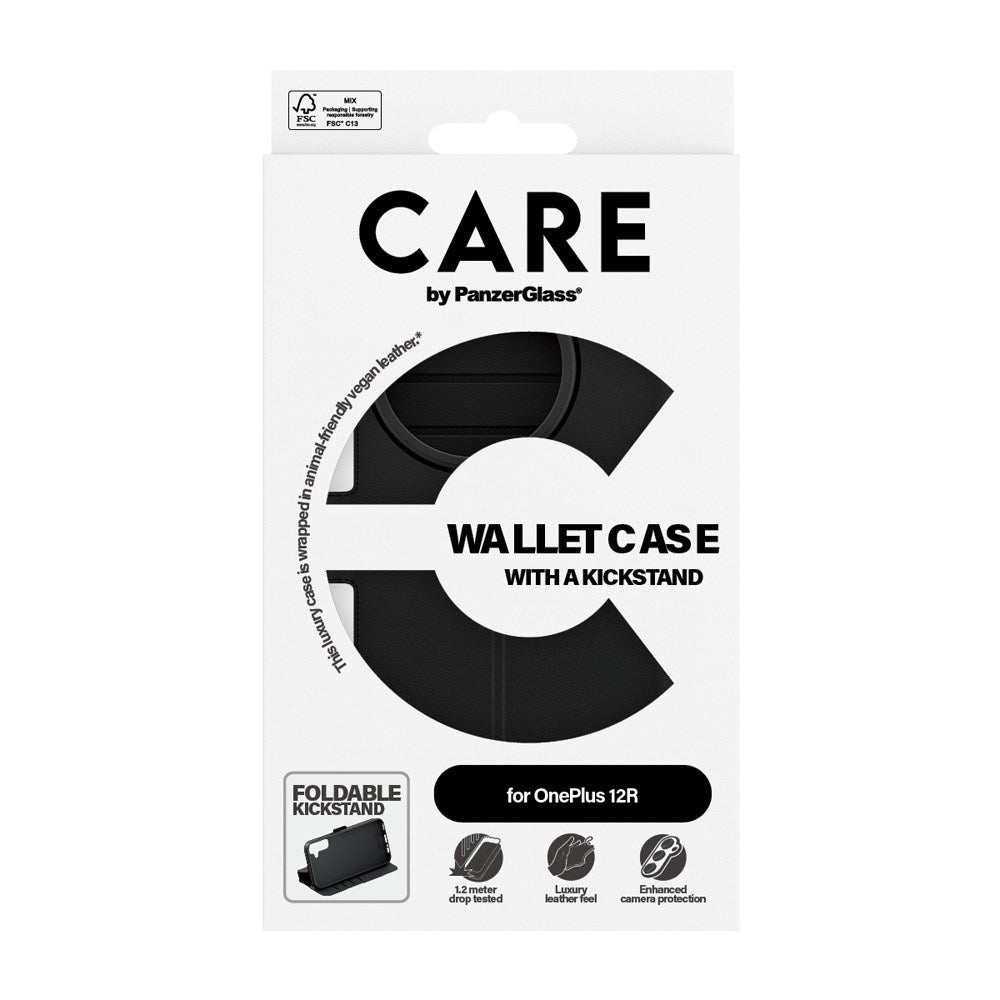 CARE by PanzerGlass OnePlus 12R Feature Wallet Case med Stativfunksjon - Svart
