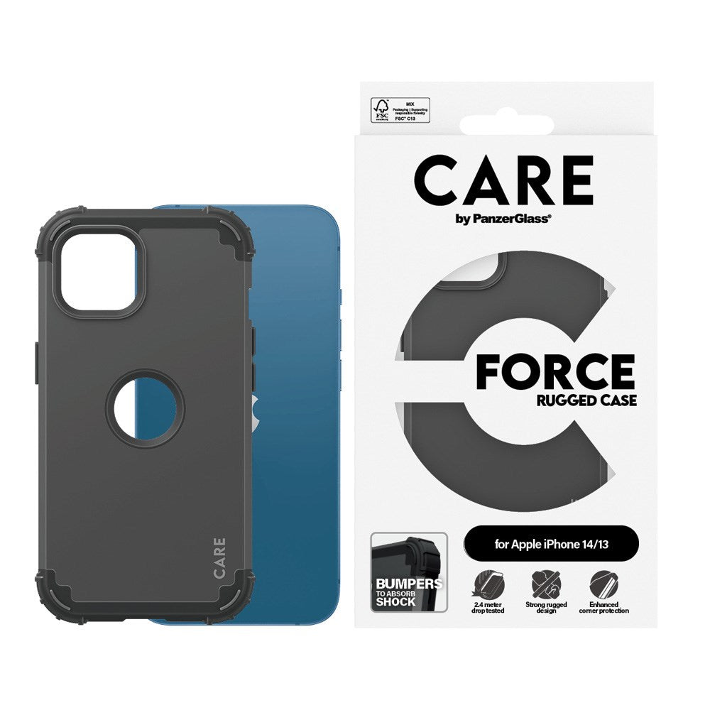 CARE by PanzerGlass iPhone 14 / 13 Fashionable FORCE Case - MagSafe Kompatibel - Svart