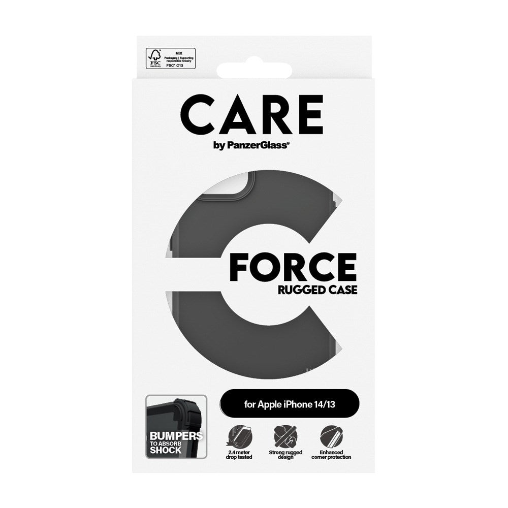 CARE by PanzerGlass iPhone 14 / 13 Fashionable FORCE Case - MagSafe Kompatibel - Svart