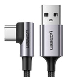 Ugreen 18W Vinklet USB-A til USB-C Kabel - 2 Meter - Svart