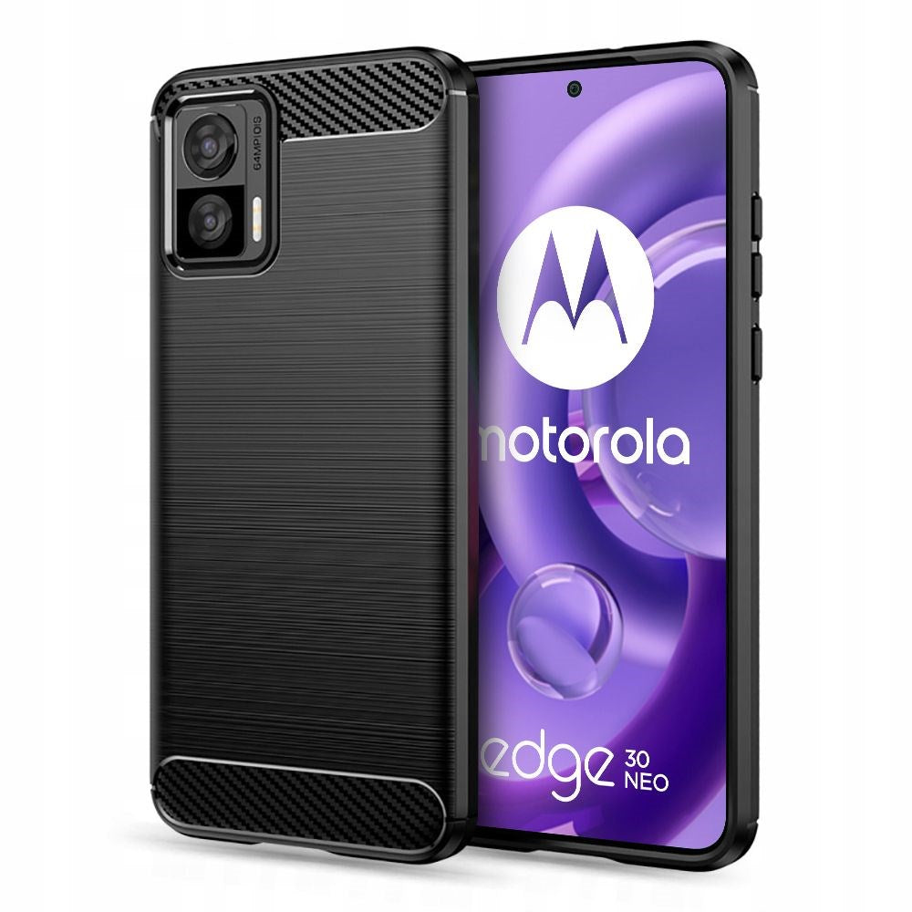 Motorola Edge 30 Neo Tech-Protect Fleksibelt Plast Carbon Deksel - Svart