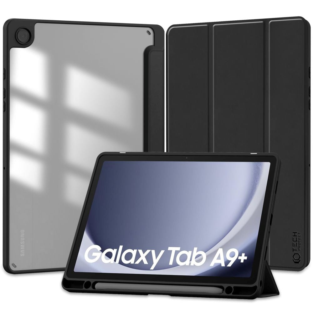 Samsung Galaxy Tab A9+ (Plus) Tech-Protect SC Hybrid Tri-fold Deksel - Svart / Gjennomsiktig