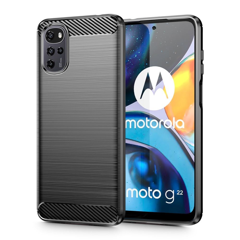 Motorola Moto G22 Tech-Protect Fleksibelt Plast Carbon Deksel - Svart